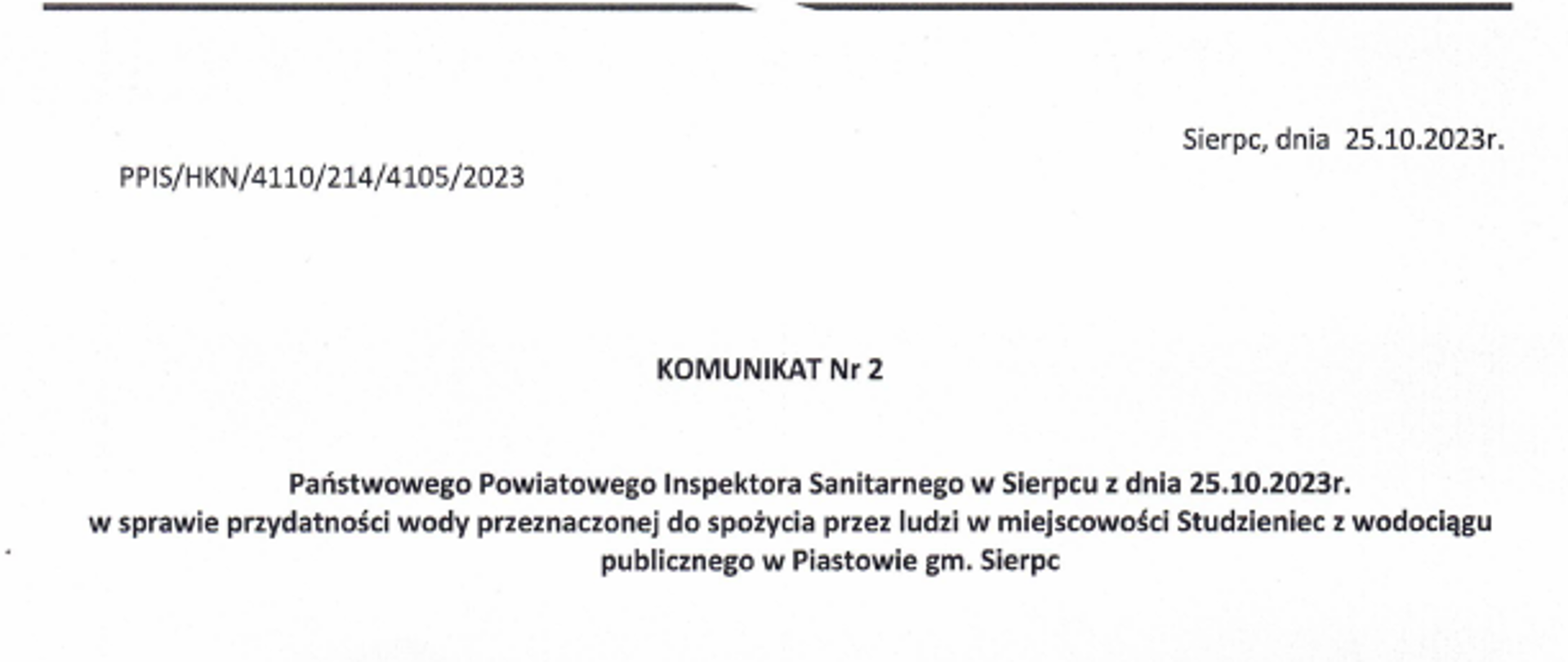 Komunikat nr 2 z dnia 25.10.2023