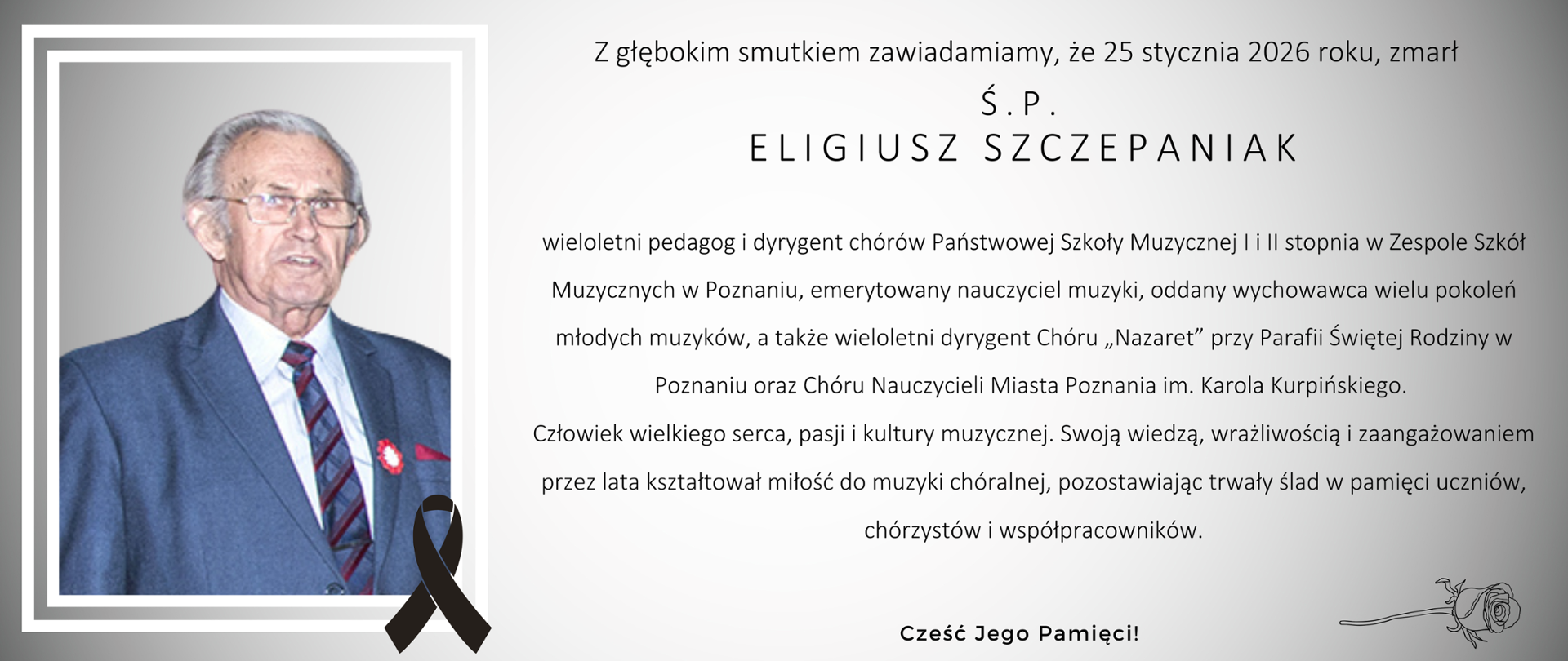 Baner ze zdjęciem śp. Eligiusza Szczepaniaka