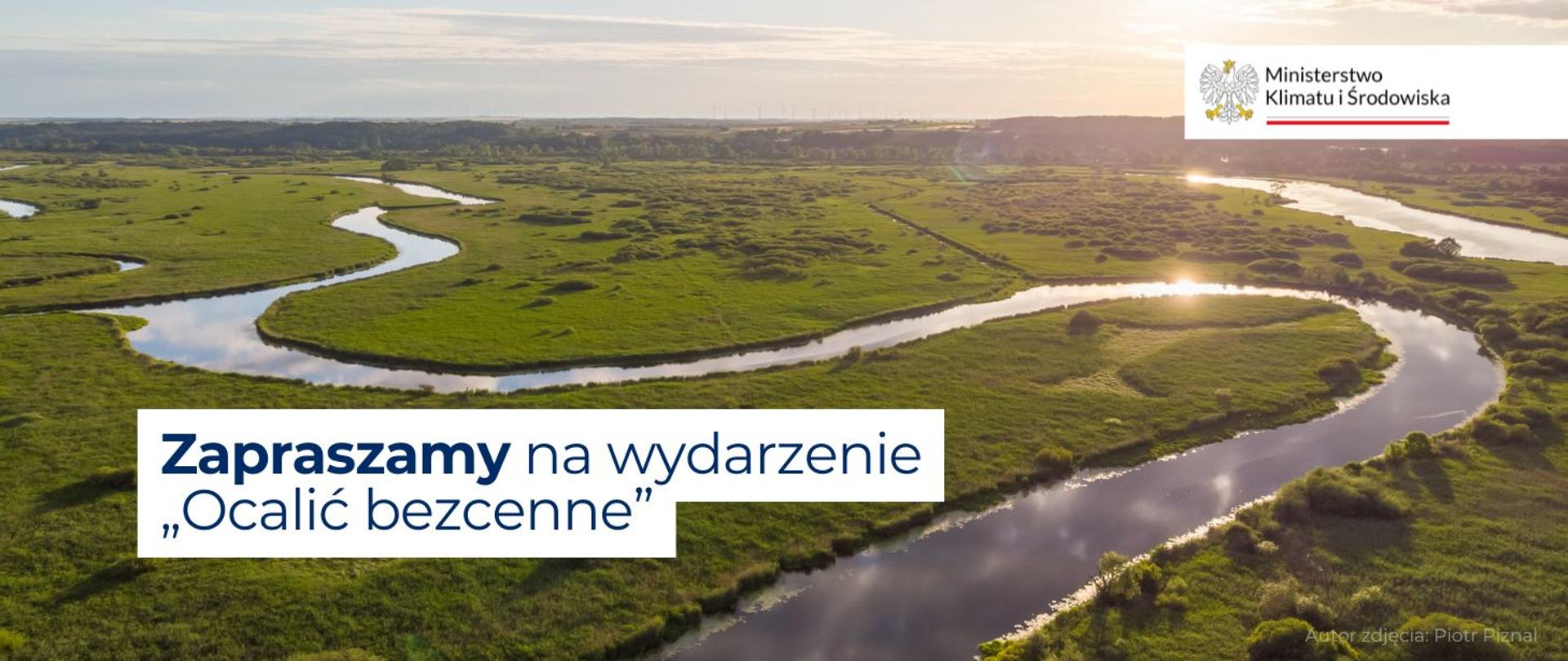 na zdjęciu widoczny jest krajobraz Międzyodrza, na środku widnieje napis: Zapraszamy na wydarzenie "Ocalić bezcenne". 