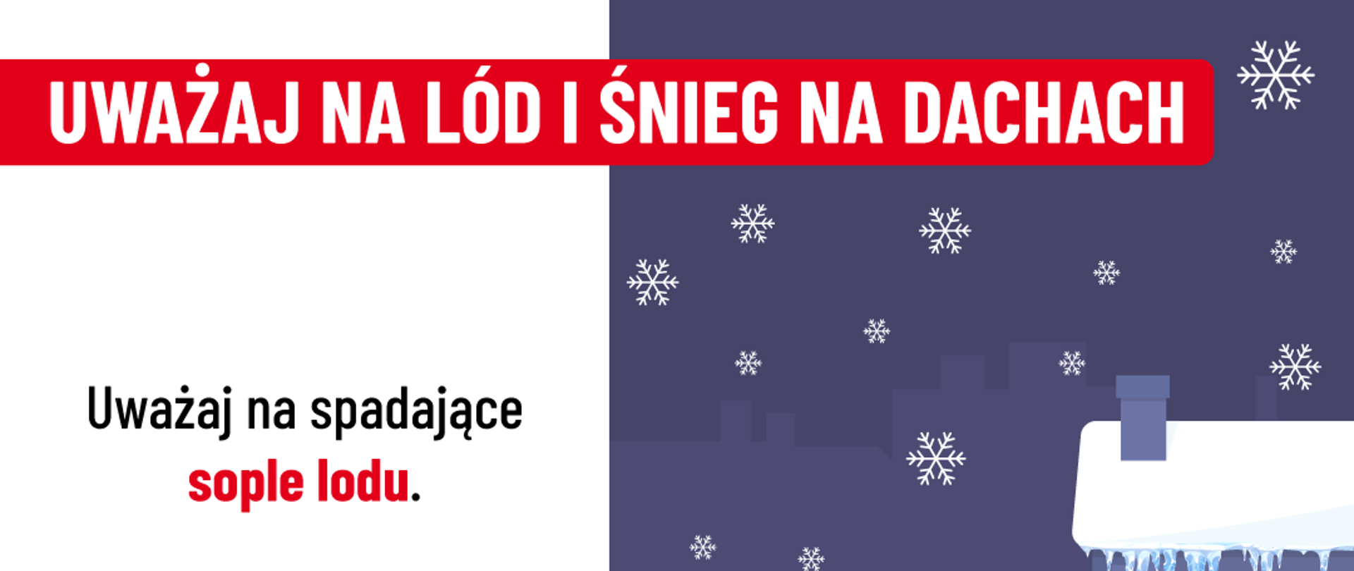 Grafika domów, z których krawędzi dachu zwisają sople