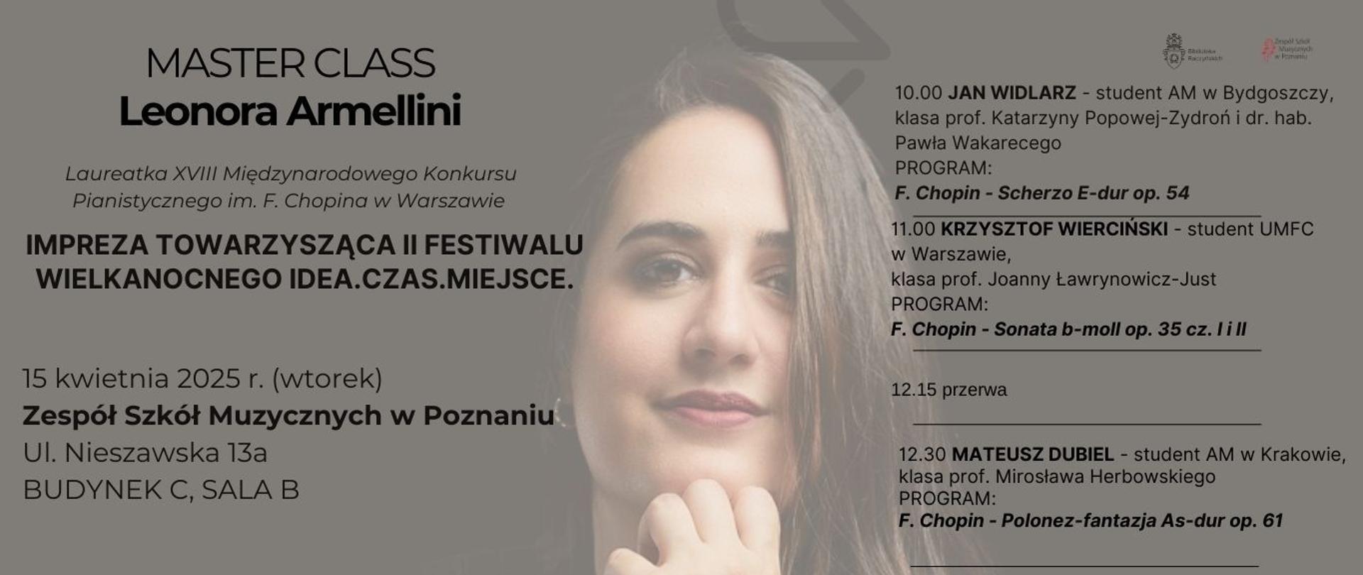 Baner na beżowym tle ze zdjęciem Leonory Armellini