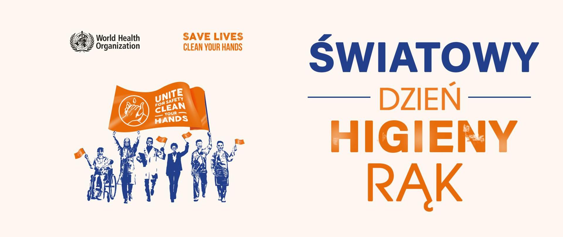 banner Światowego Dnia Higieny Rąk z logo WHO