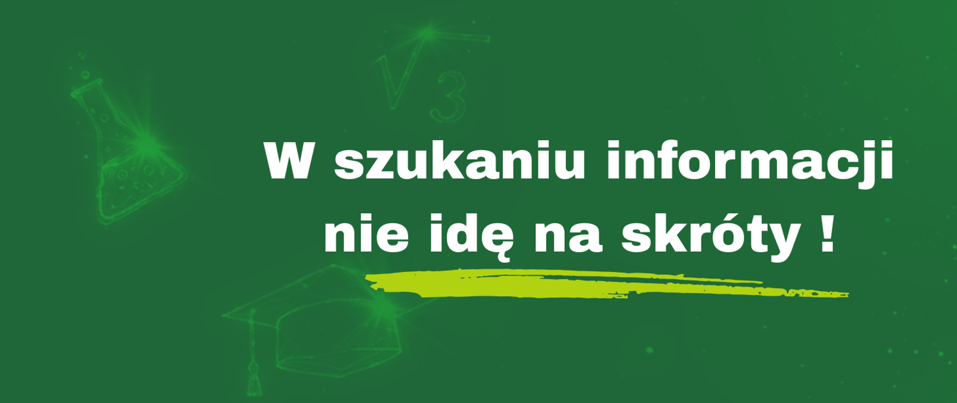 grafika, ikony menzurki w tle, biretu, hasło