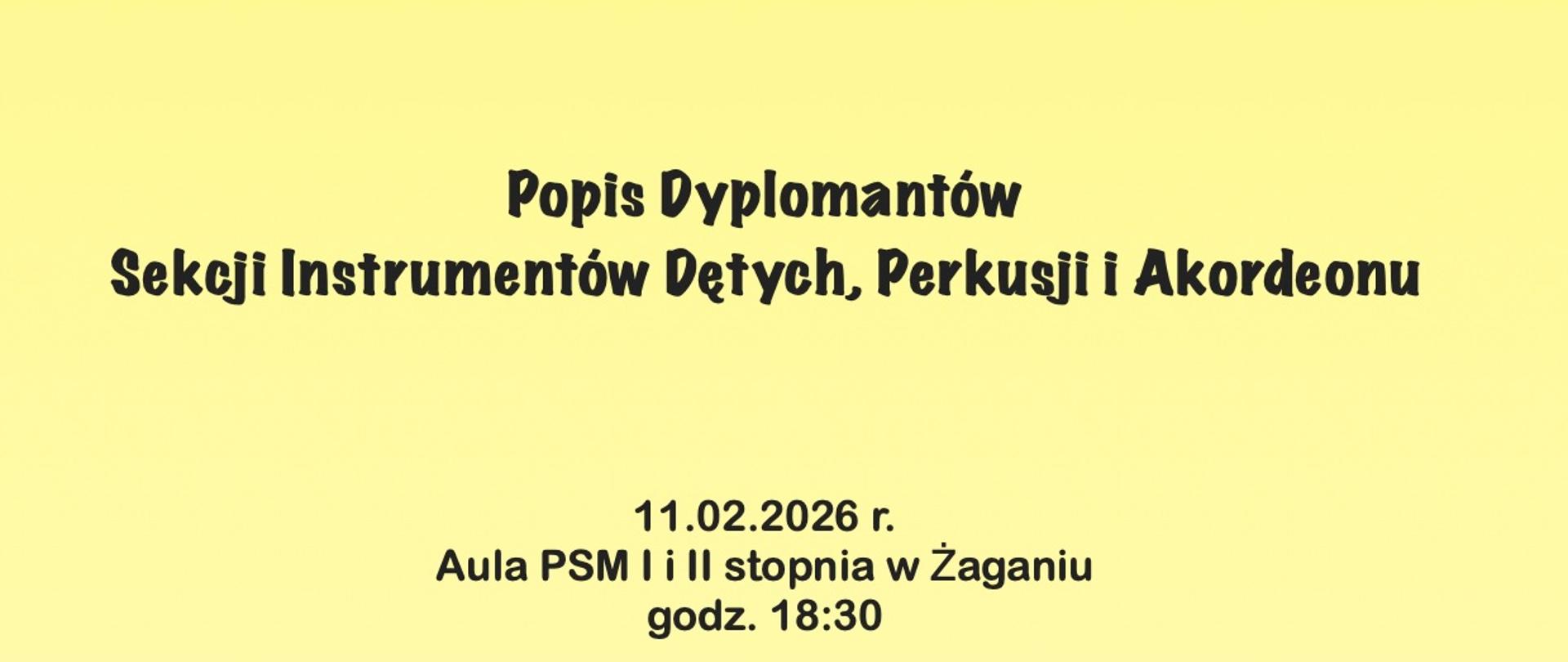 Na jasnożółtym tle, w środkowej części symbol pięciolinii, nut z kluczem wiolinowym. U góry informacja o Popisie, na dole wymienieni uczniowie biorący udział w koncercie. 