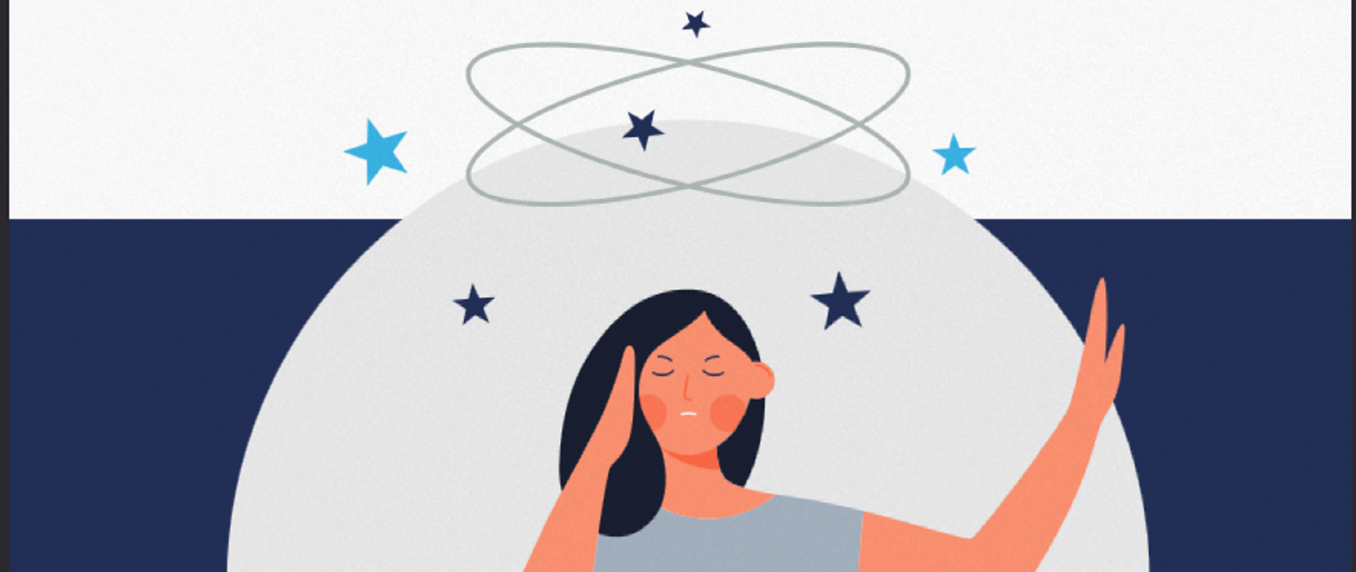 grafika przedstawiająca człowieka z zawrotami głowy. 