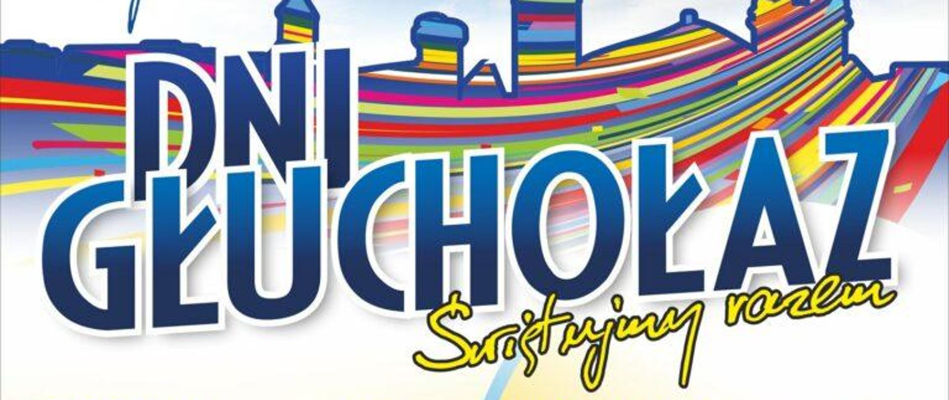 Plakat. Od góry na tle nieba obrys budynków Głuchołaz w kolorach tęczowych. Napis Burmistrz Głuchołaz zaprasza na Dni Głuchołaz - świętujmy razem. Sobota 15.06.2024 Muszla Leśna - 15.30 Młodzieżowe Studio piosenki, 16.30 - Szkoła Muzyczna, 17.3,0 - rozpoczęcie18.00 - Onigrek, 19.30 Alergen, 21.00 Vix.n, 22.30 - Ewelina Lisowska, niedziela Muszla Leśna - wykaz innych wystepów m. in. I. Trojanowska, Mesejah, Poniżej zdjęcia wykonawców z podpisami, poniżej wypisane oimprezy towarzyszące, najniżej Logotypy sponsorów. 