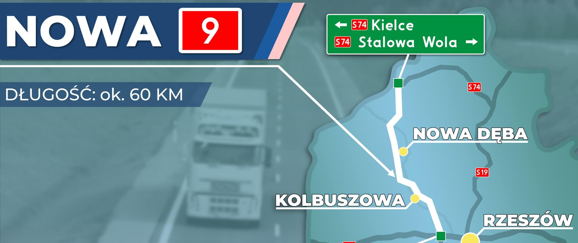 Grafika mówiąca o nowym przebiegu DK9