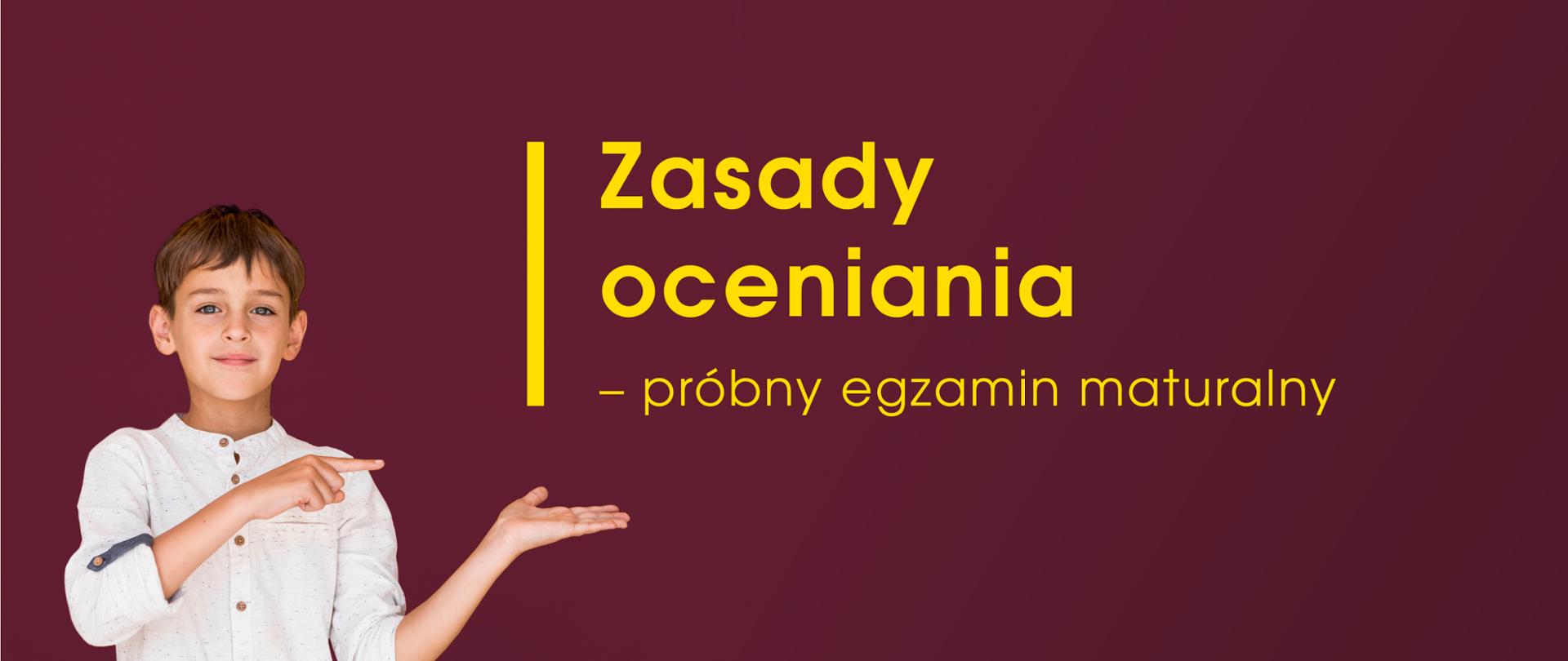 Chłopiec na żółtym tle. Po prawo napis:
Zasady oceniania – próbny egzamin maturalny