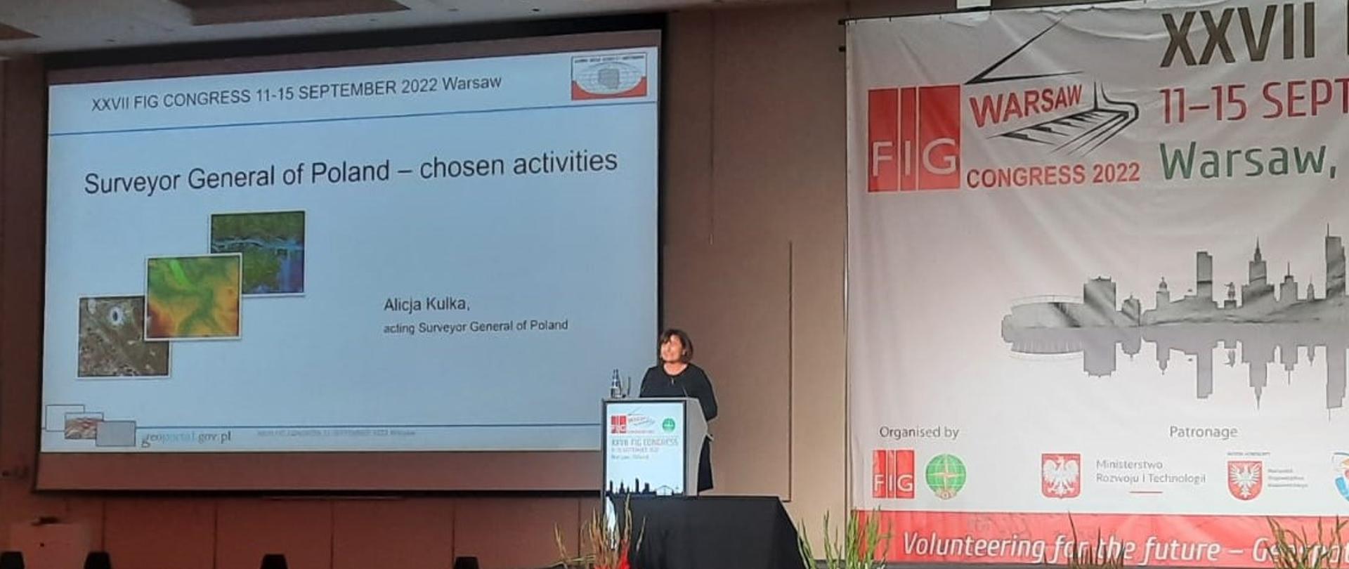 Alicja Kulka, p.o. Główny Geodeta Kraju podczas otwarcia Kongresu FIG.