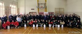 Uroczystość wręczenia promes dotacji celowej dla Ochotniczych Straży Pożarnych na zakup sprzętu dla członków Młodzieżowych Drużyn Pożarniczych z terenu powiatu myszkowskiego