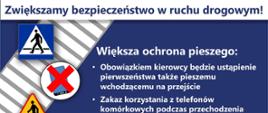 Większa ochrona pieszego w rejonie przejść dla pieszych - infografika