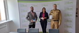 Przekazanie czujek Pani Burmistrz miasta Luboń przez Dowódce JRG2 Poznań