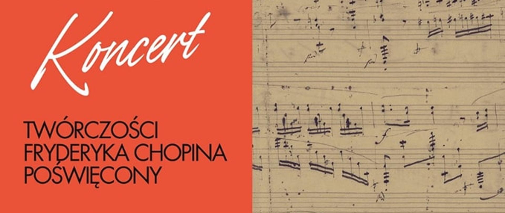 plakat w odcieniu czerwono-beżowym. Czarne litery