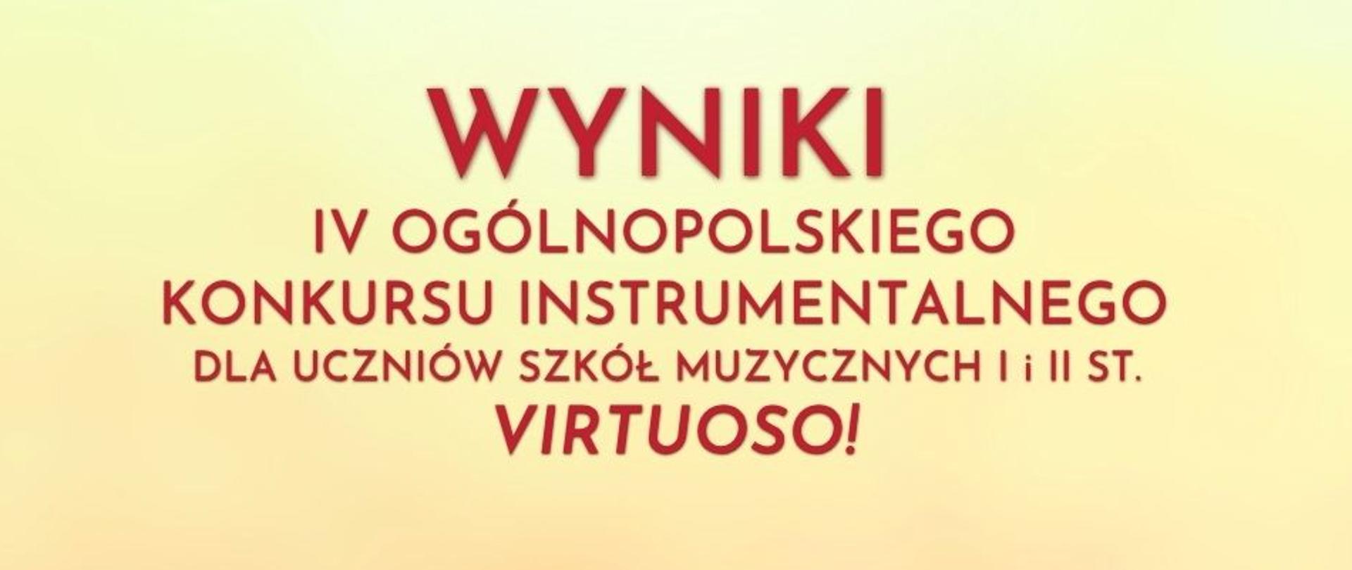 Informacja o publikacji wyników konkursu VIRTUOSO