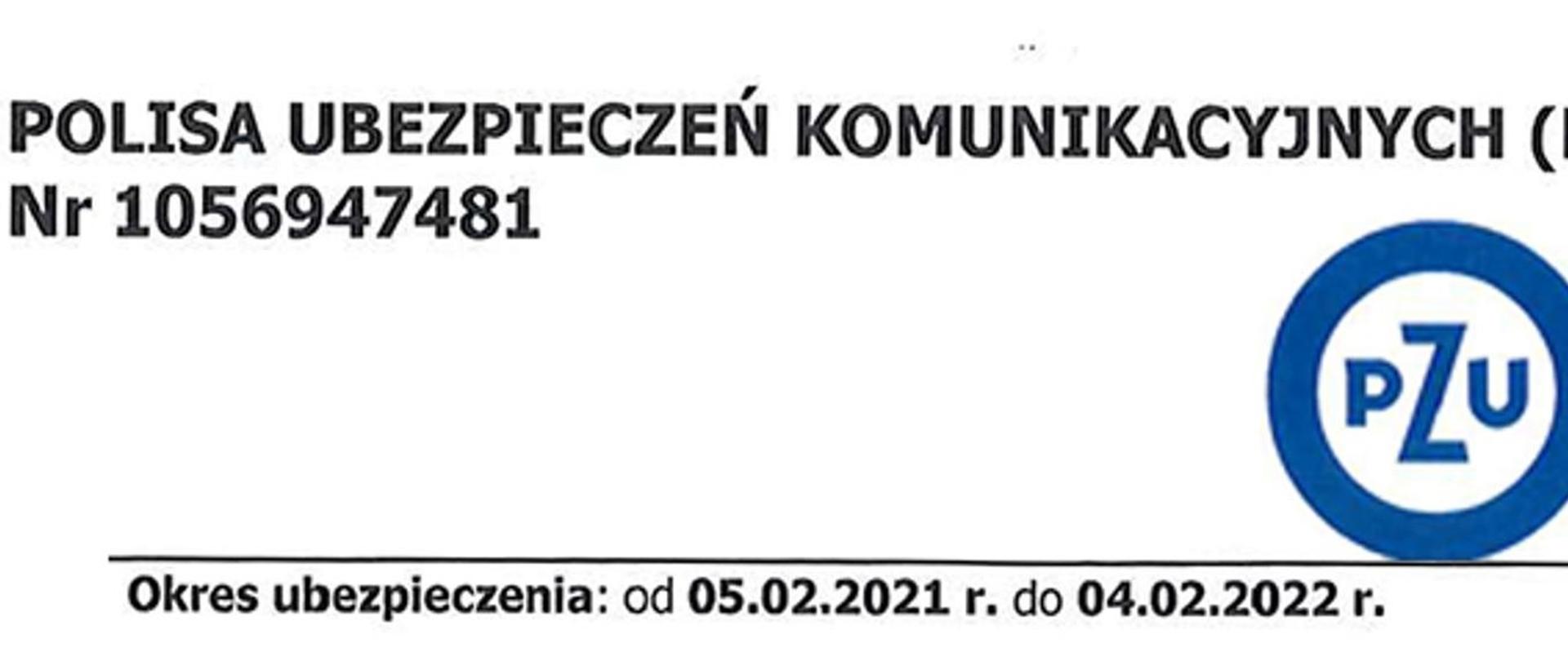 Polisa Ubezpieczeń komunikacyjnych NNW 