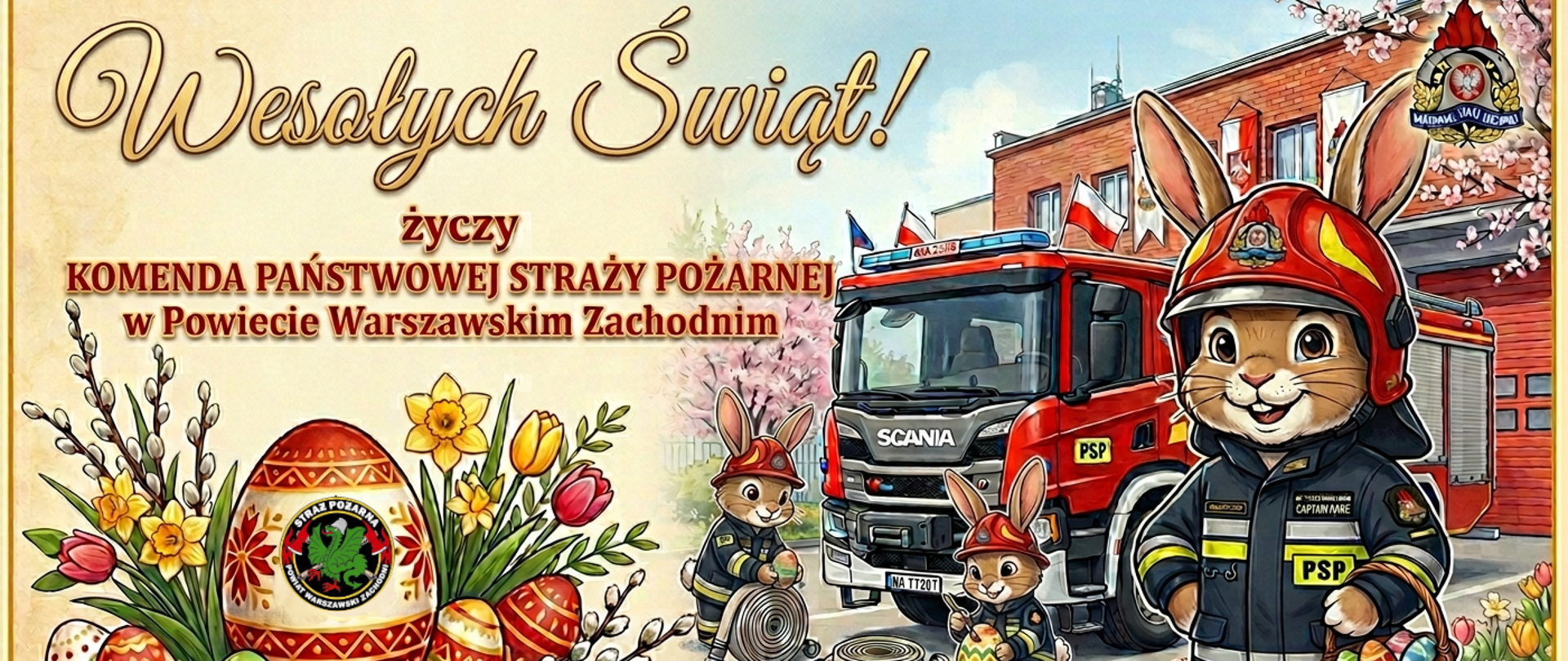 Na zdjęciu grafika wielkanocna z życzeniami