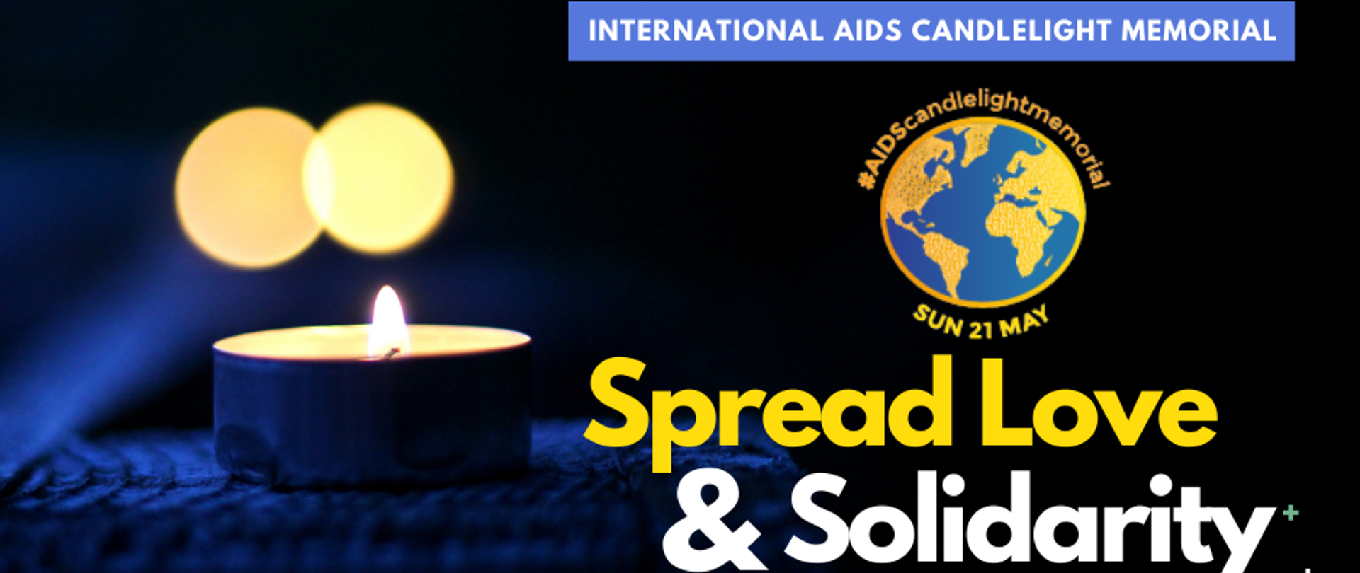 zdjęcie przedstawia zapaloną świeczkę na granatowym tle, z prawej strony napisy po angielsku