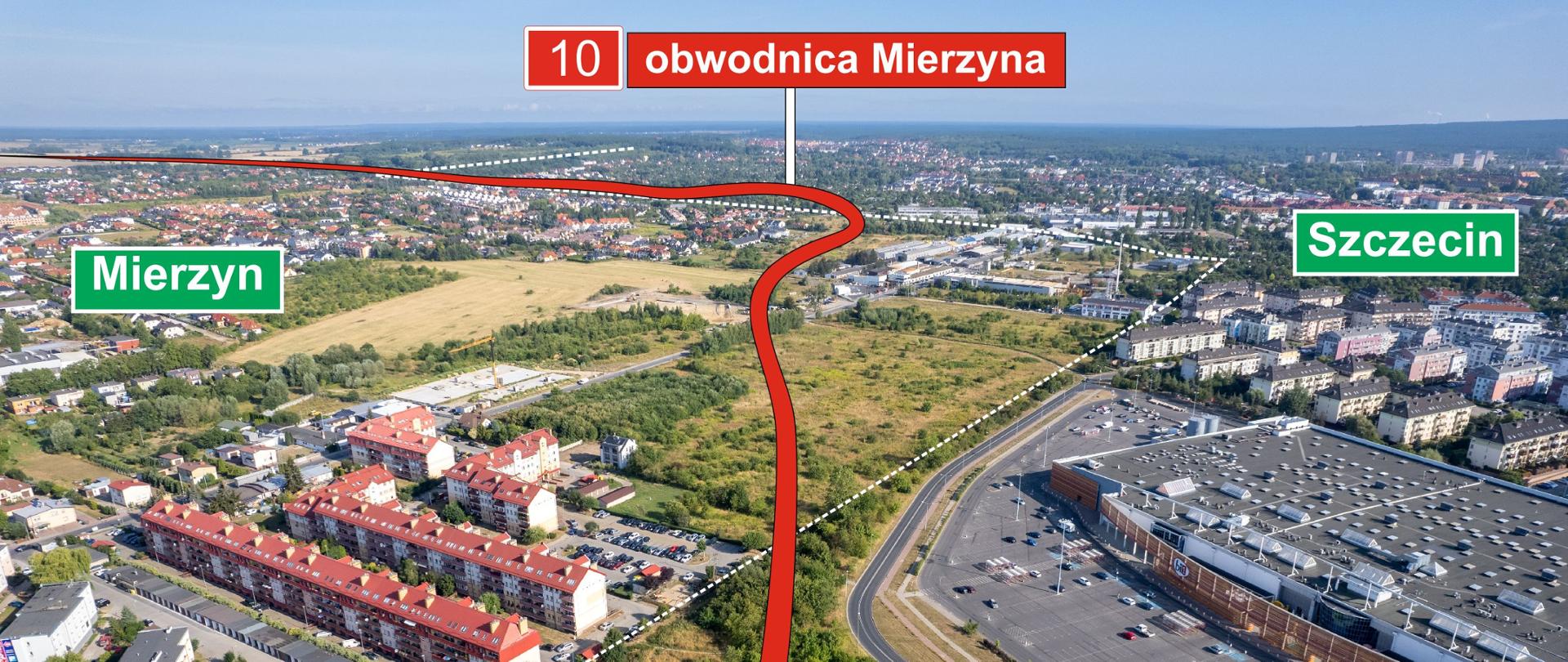 Przebieg drogi zaznaczony czerwoną kreską na zdjęciu.