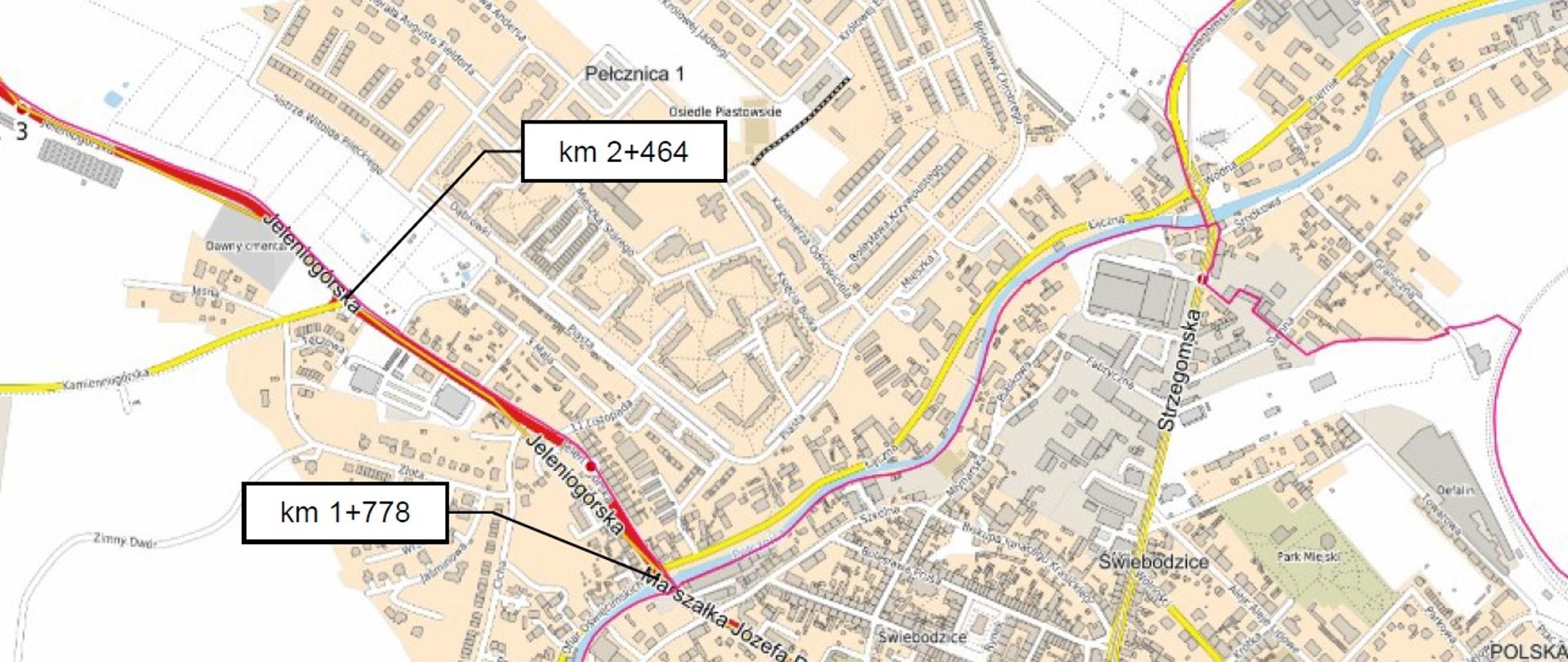 DK34 Świebodzice - mapa