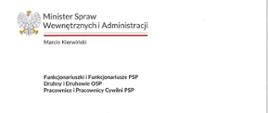 List z życzeniami Dzień strażaka MSWiA