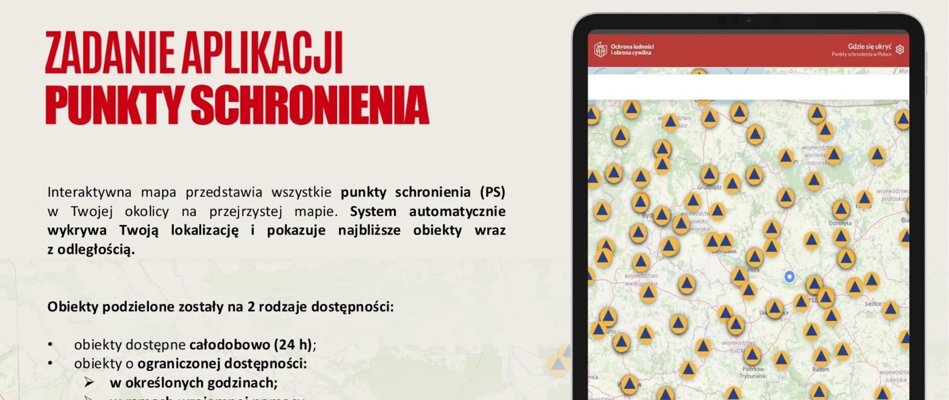 Aplikacja z mapą punktów schronienia