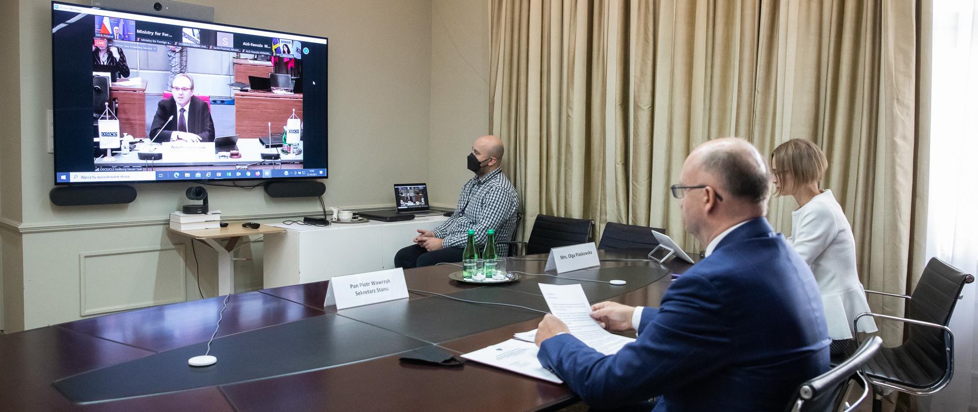 2021.10.12 Warszawa . Minister Piotr Wawrzyk . OBWE . Wideokonferencja srodziemnomorska .
Fot. Tymon Markowski / MSZ