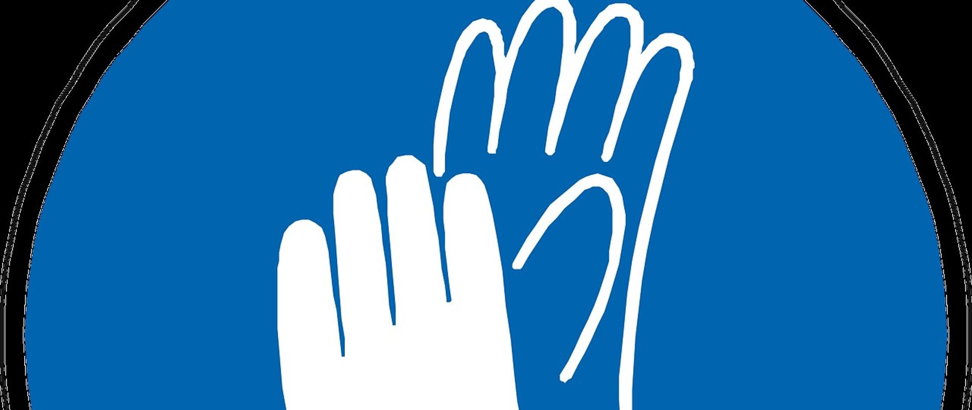 na zdjęciu na niebieskim tle dwie rękawice