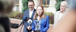 Na zdjęciu minister funduszy i polityki regionalnej Katarzyna Pełczyńska-Nałęcz na konferencji prasowej w Dąbrowie Górniczej