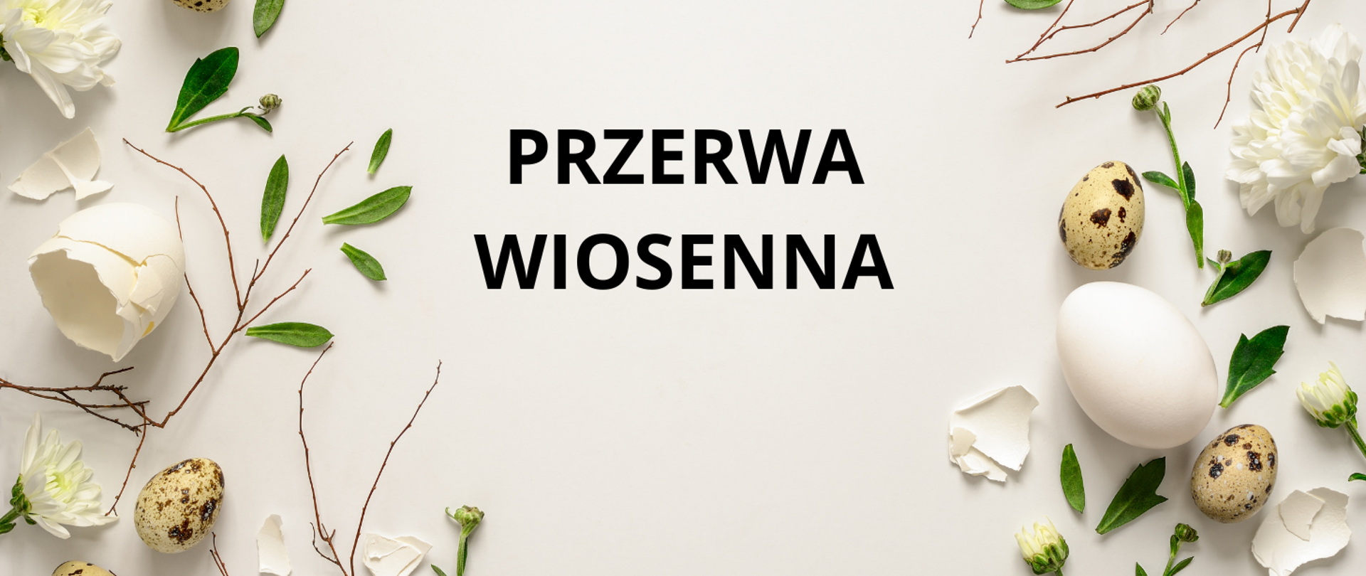 baner na jasnym tle, po obu stronach elementy świąt i kwiaty