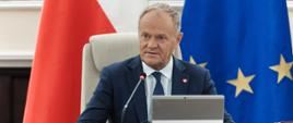 Premier Donald Tusk przemawia podczas posiedzenia Rady Ministrów.