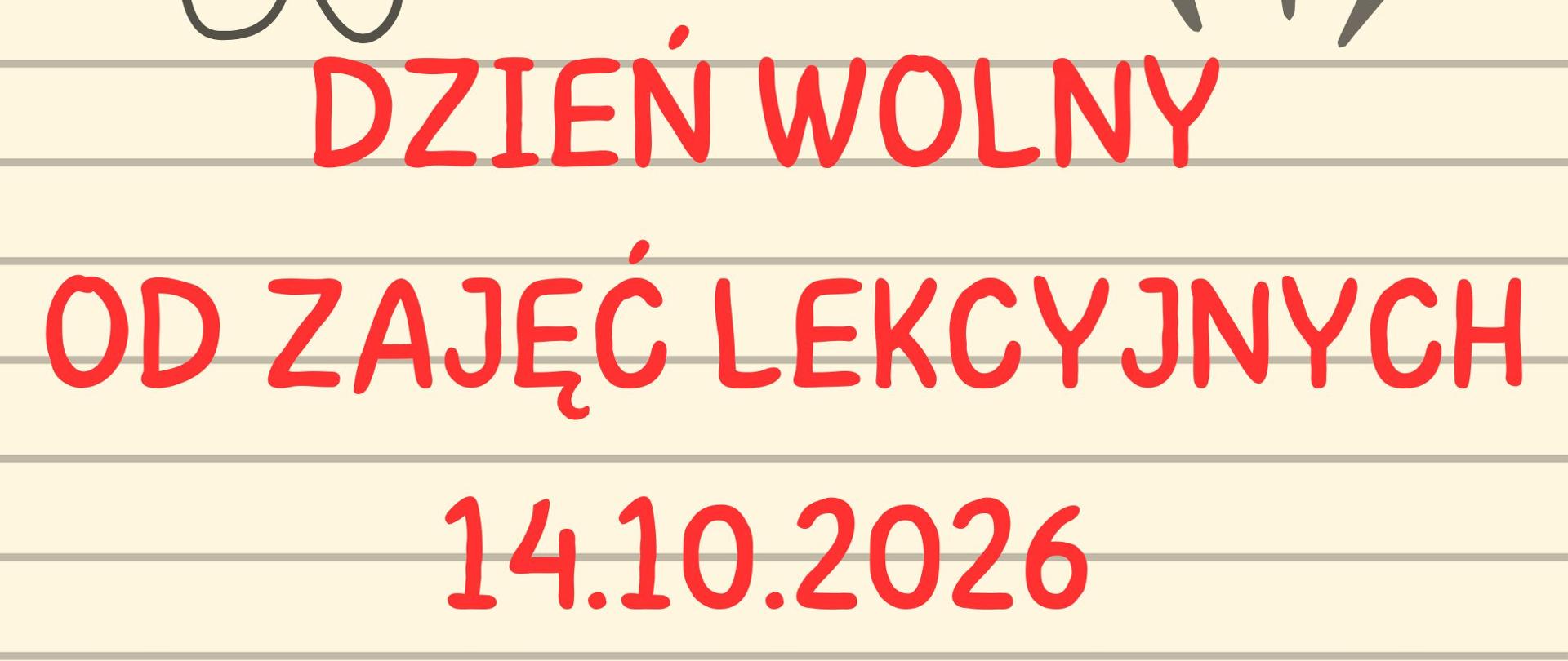 Beżowe tło, czarne grafiki, czerwone litery.