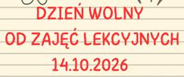 Beżowe tło, czarne grafiki, czerwone litery.