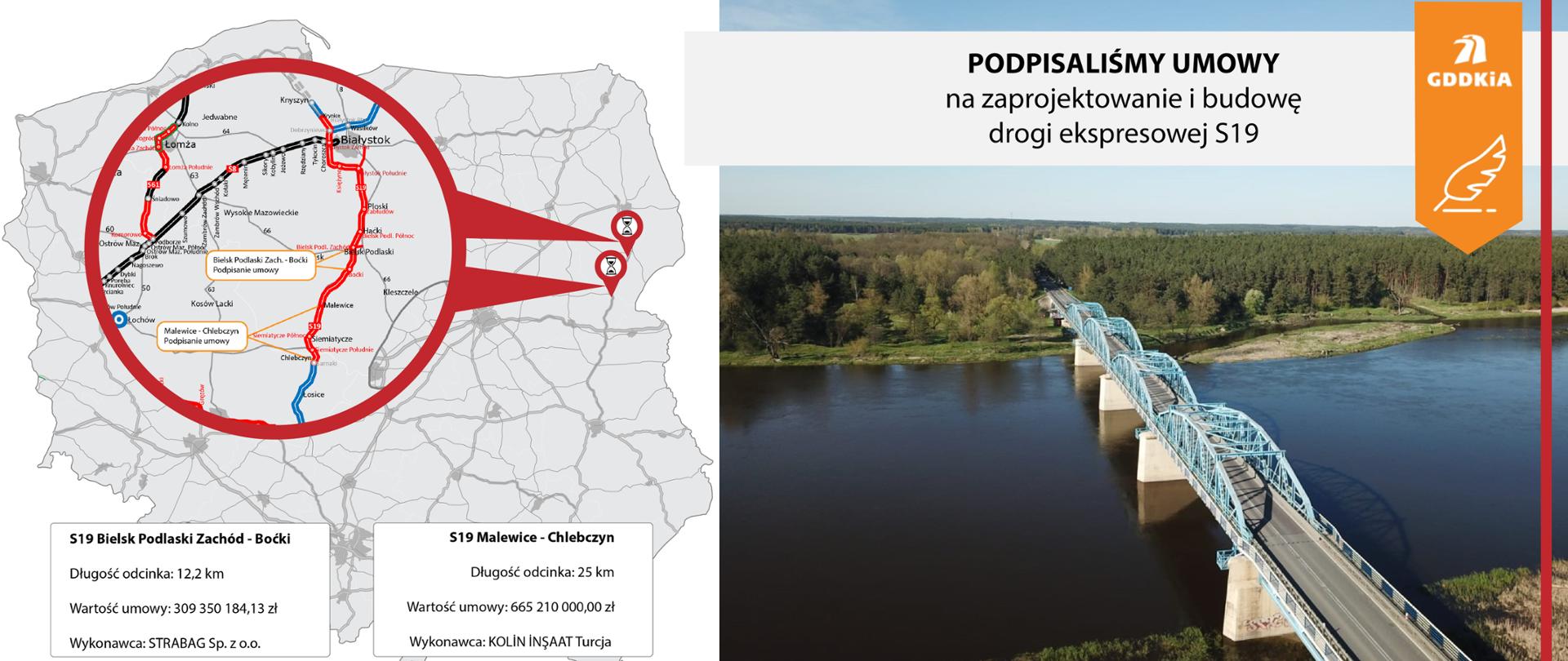 Infografika dot. podpisania umów na realizację dwóch odcinków S19 