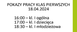 Pokazy pracy klas pierwszych