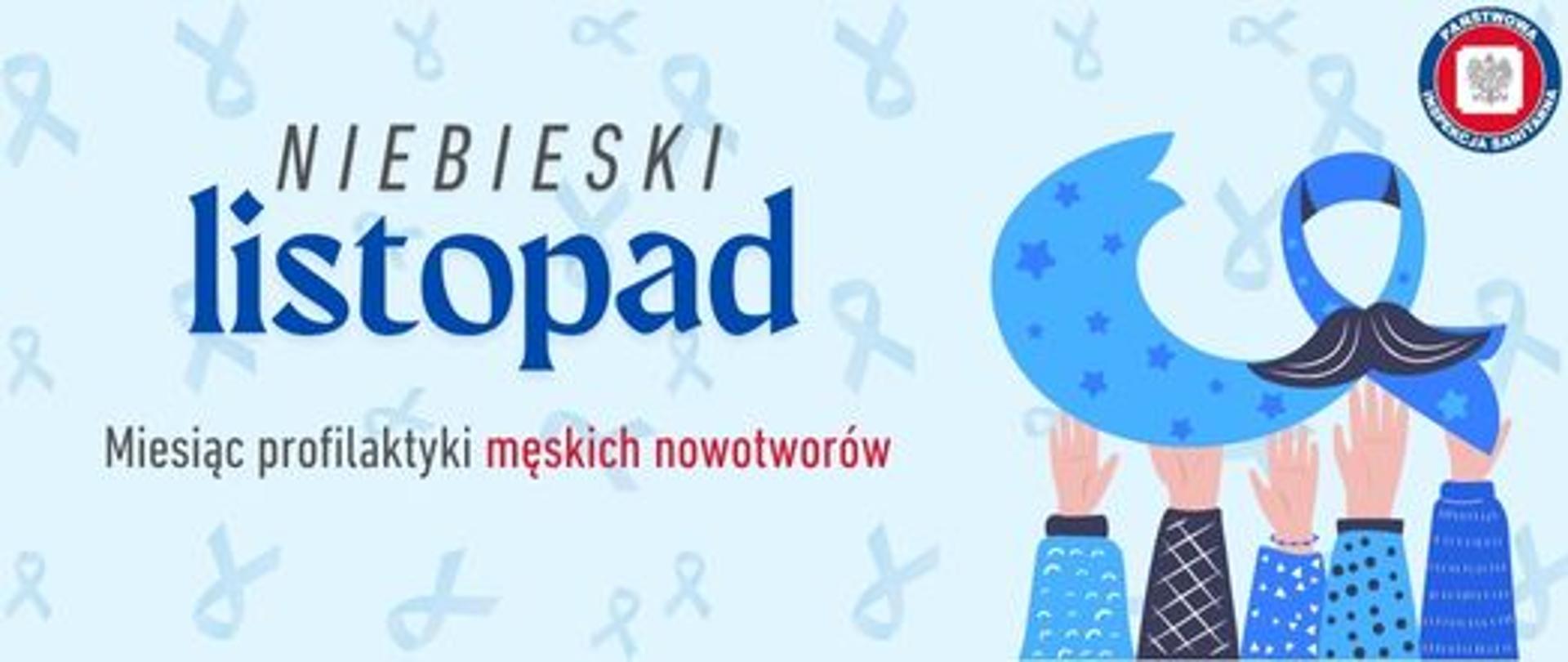 na niebieskim tle widoczny napis niebieski listopad
