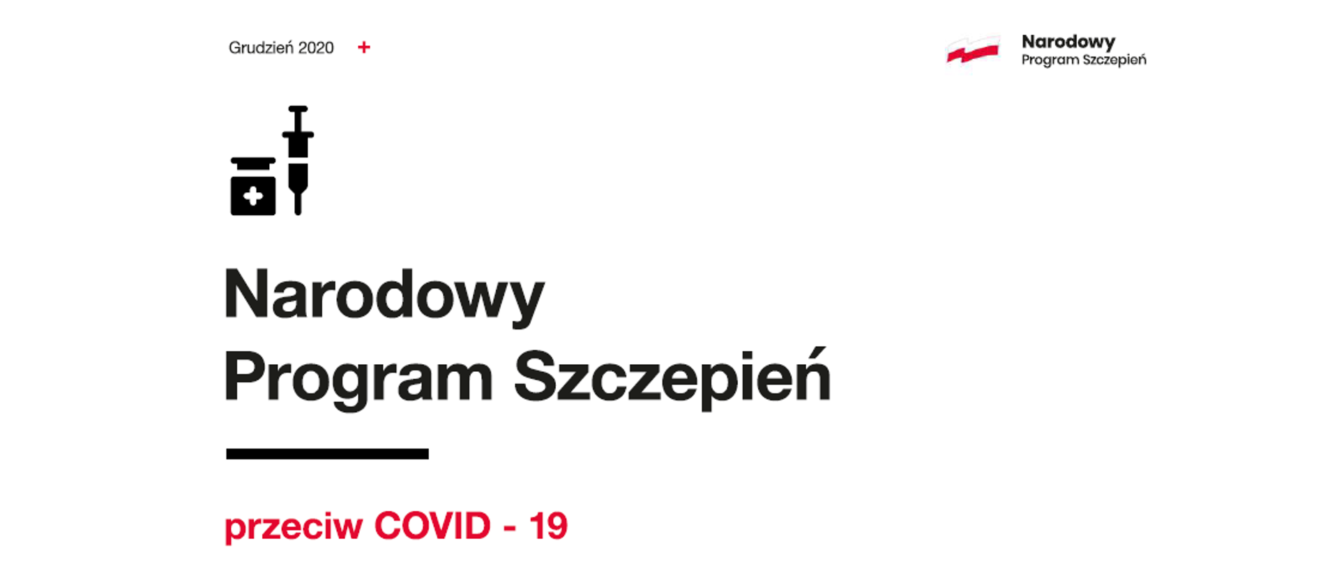 Infografika przedstawiająca symbole medyczne ampułki i szczepionki oraz napis Narodowy Program Szczepień