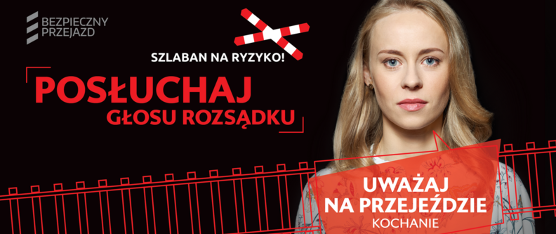 Plakat z kobietą i napisami.