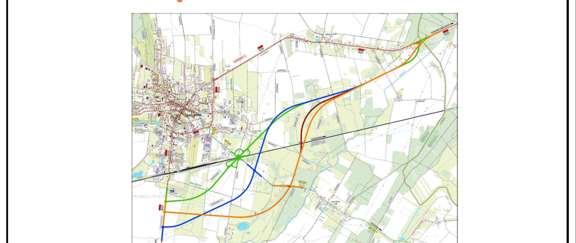 Plan z wariantami przebiegu obwodnicy Wschowy