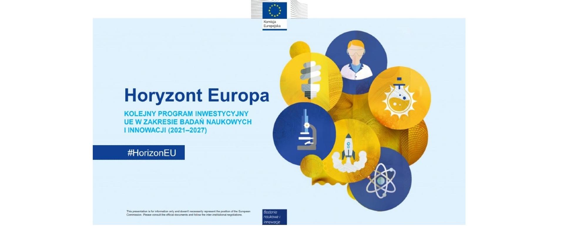 Grafika z napisem Horyzont Europa.