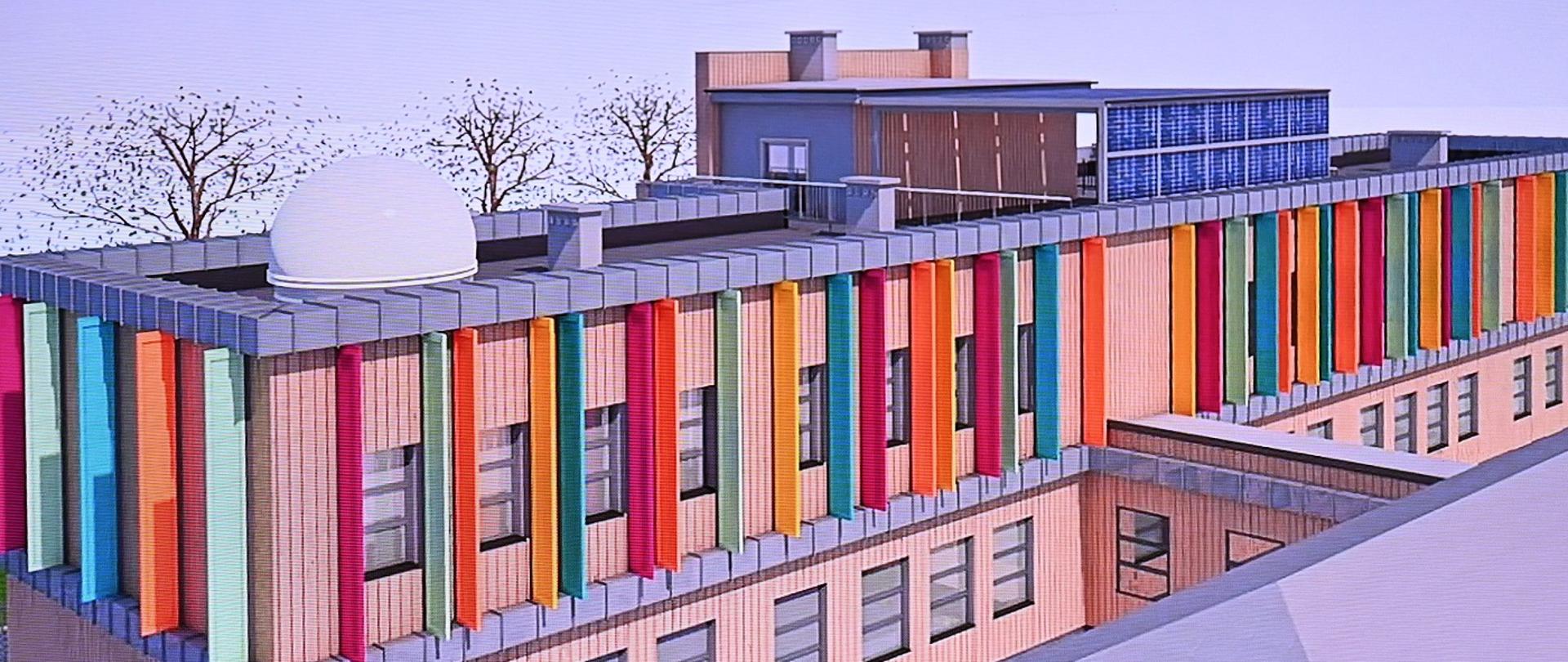 Przedstawienie graficzne nowego skrzydła budynku 