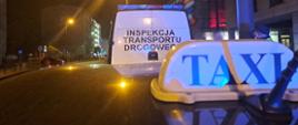Nocne kontrole taksówek zamawianych przez aplikacje na terenie Krakowa.