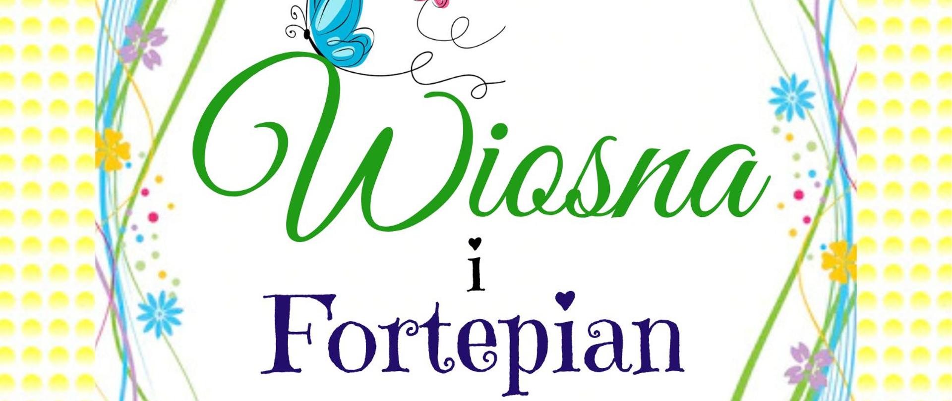 Plakat o tle białym w żółte kropki. W górnej części widoczny jest czarny napis "PAŃSTWOWA SZKOŁA MUZYCZNA I SOPTNIA IM. KRZYSZTOFA KOMEDY W LUBACZOWIE". Poniżej na tle białego prostokąta umieszczone zostały grafiki z kolorowymi kwiatkami oraz motylami. W środkowej części białego prostokąta widoczny jest następujący czarno fioletowo zielony tekst: "zaprasza na Koncert Wiosna i Fortepian wystąpią uczniowie sekcji fortepianu 27 marca 2025 r. godz. 17:00". W lewej, dolnej części plakatu widnieje logo szkoły.