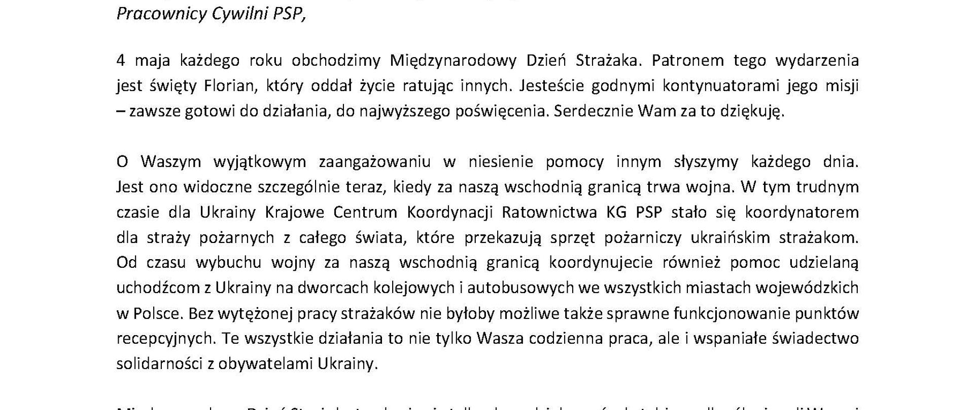 Życzenia z okazji Dnia Strażaka od Ministra Spraw Wewnętrznych i Administracji Pana Mariusza Kamińskiego