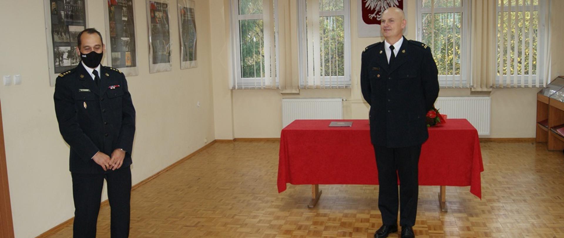 Przemówienie Komendanta Miejskiego PSP w Koszalinie, podczas pożegnania mł. bryg. Piotra Skrzypińskiego na sali 