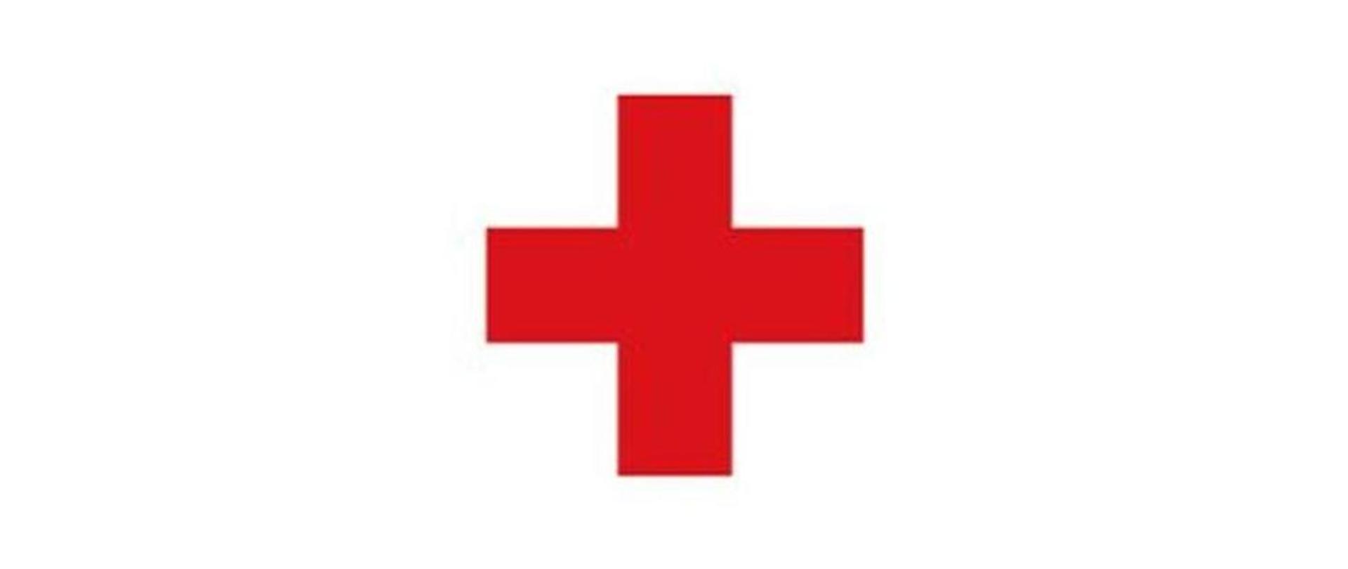 Czerwony krzyż na białym tle