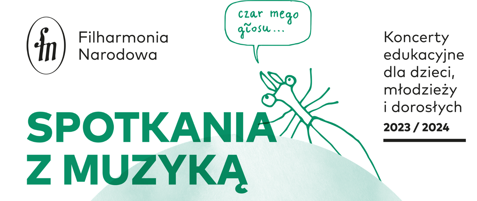 Plakat posiadający bogaty opis cyklicznych wydarzeń koncertowych organizowanych przez Filharmonię Narodową.