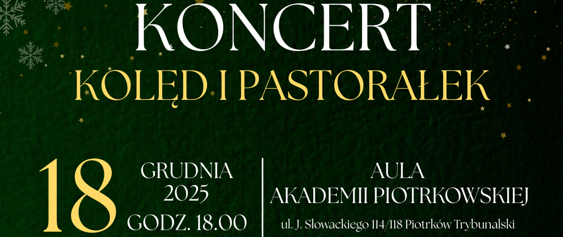 Plakat reklamuje Koncert Kolęd i Pastorałek