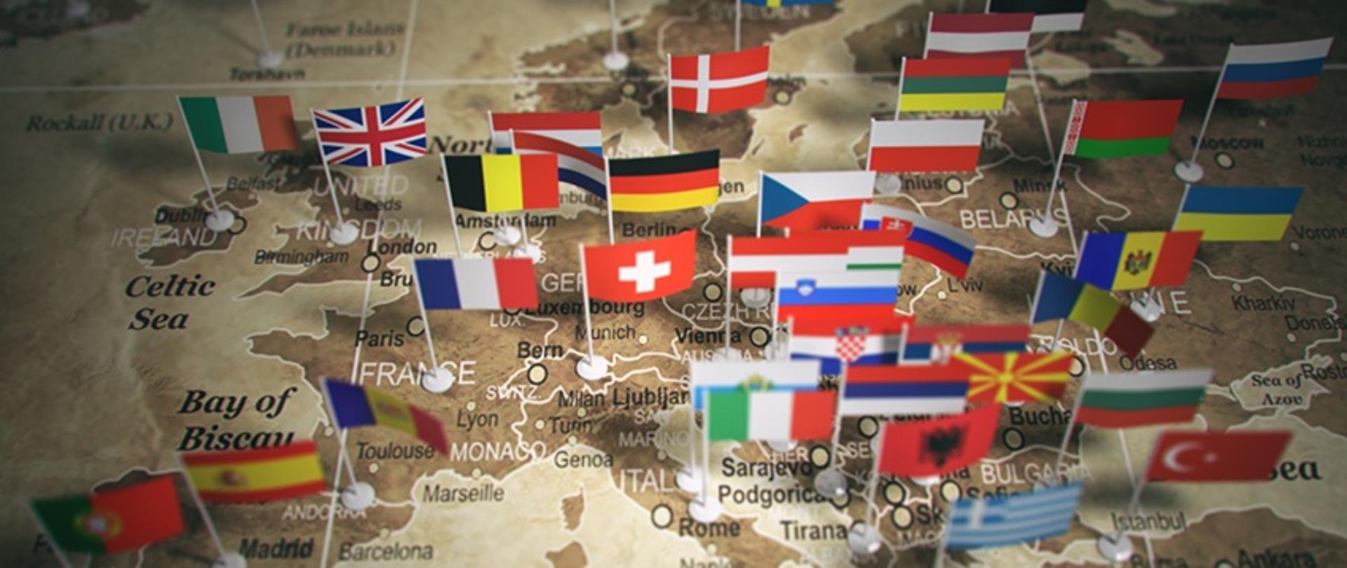 European Union map with flags of countries. Europe. 3d illustration