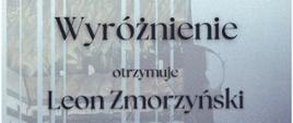 Wyróżnienie otrzymuje Leon Zmorzyński.