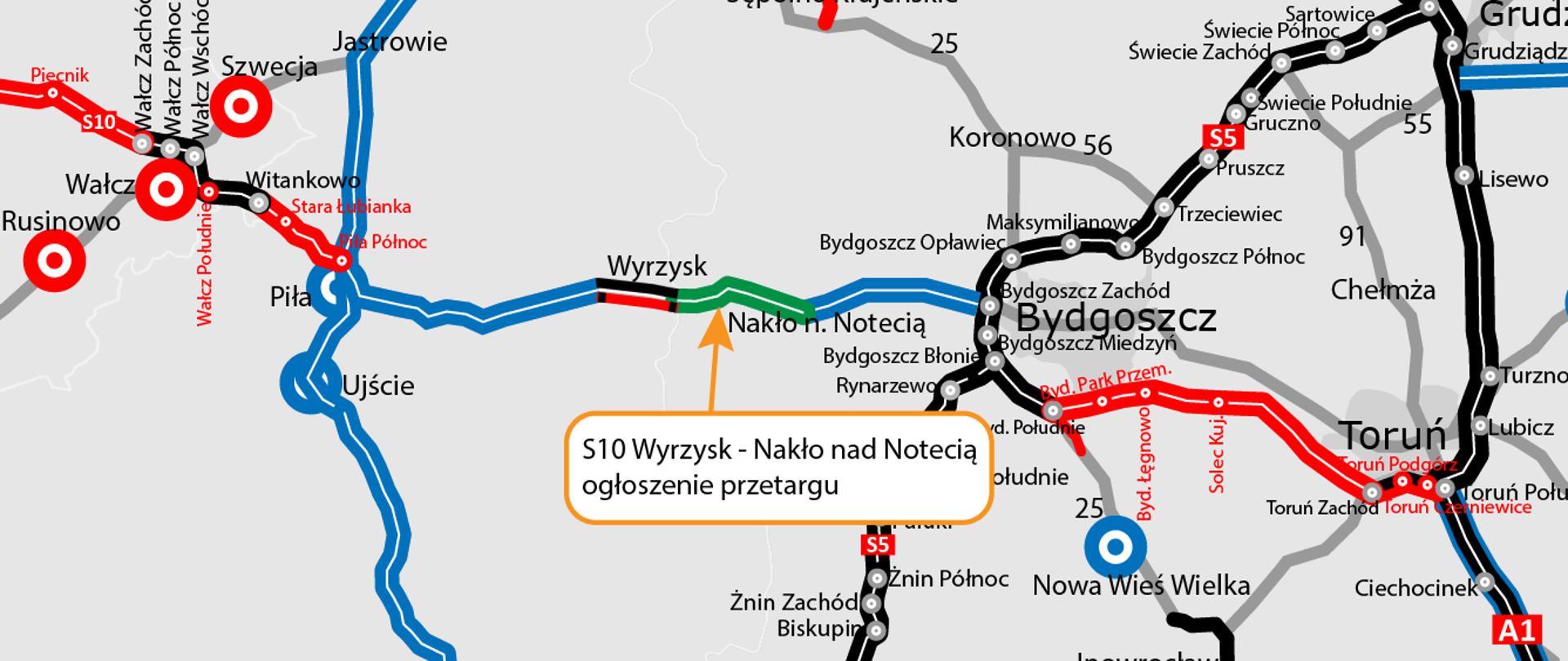 Ogłoszenie przetargu na projekt i budowę S10 Wyrzysk - Nakło nad Notecią